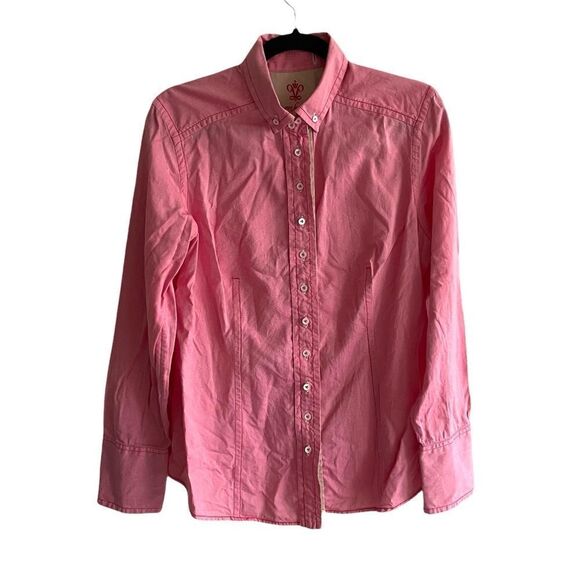 VAN LAACK Pink Cotton Button Front Long Sleeve Shirt Can Fold Cuffs 42 - Picture 3 of 10